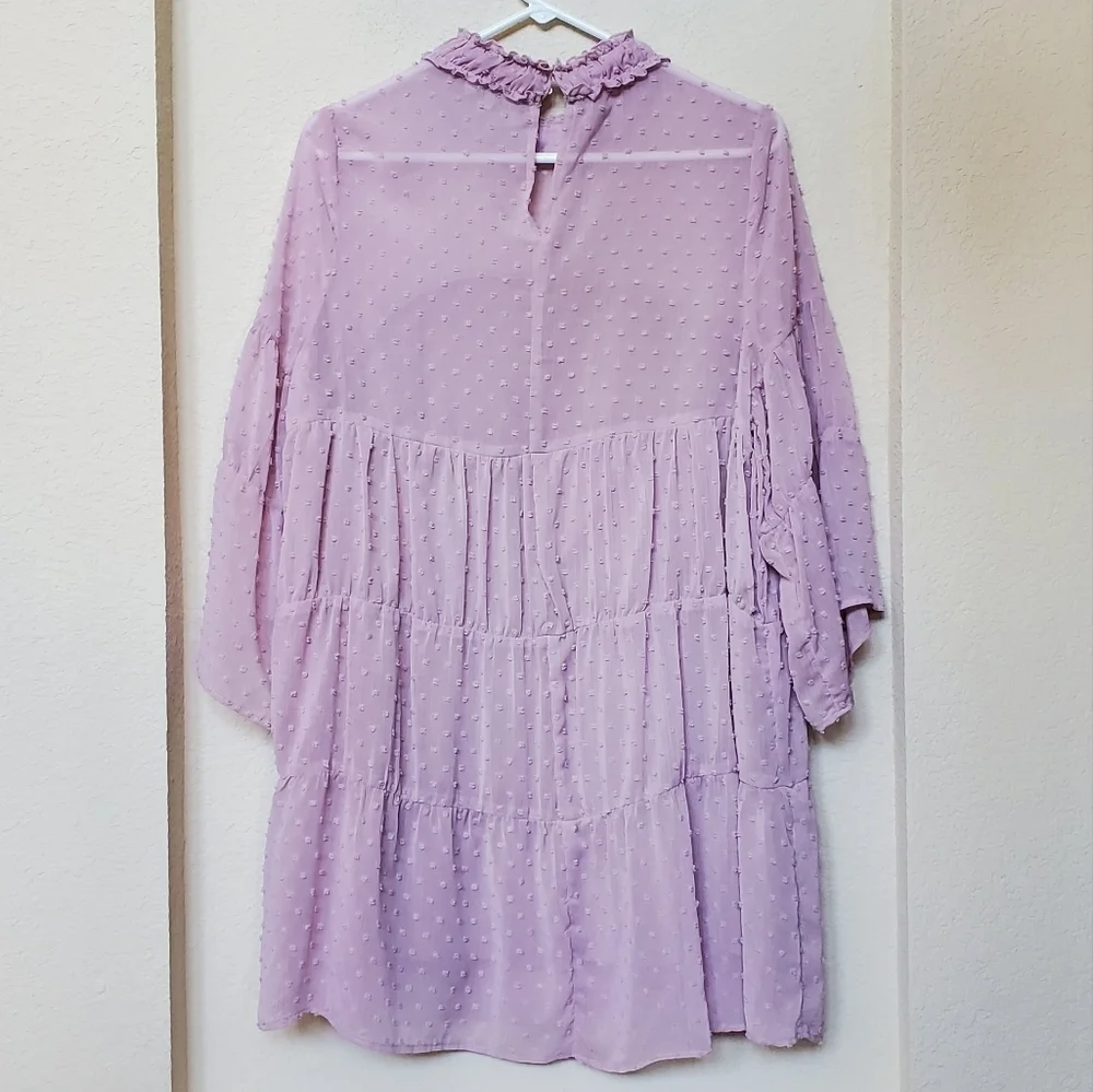 Umgee Bell Sleeves Ruffled Collar Dress. Size Medium